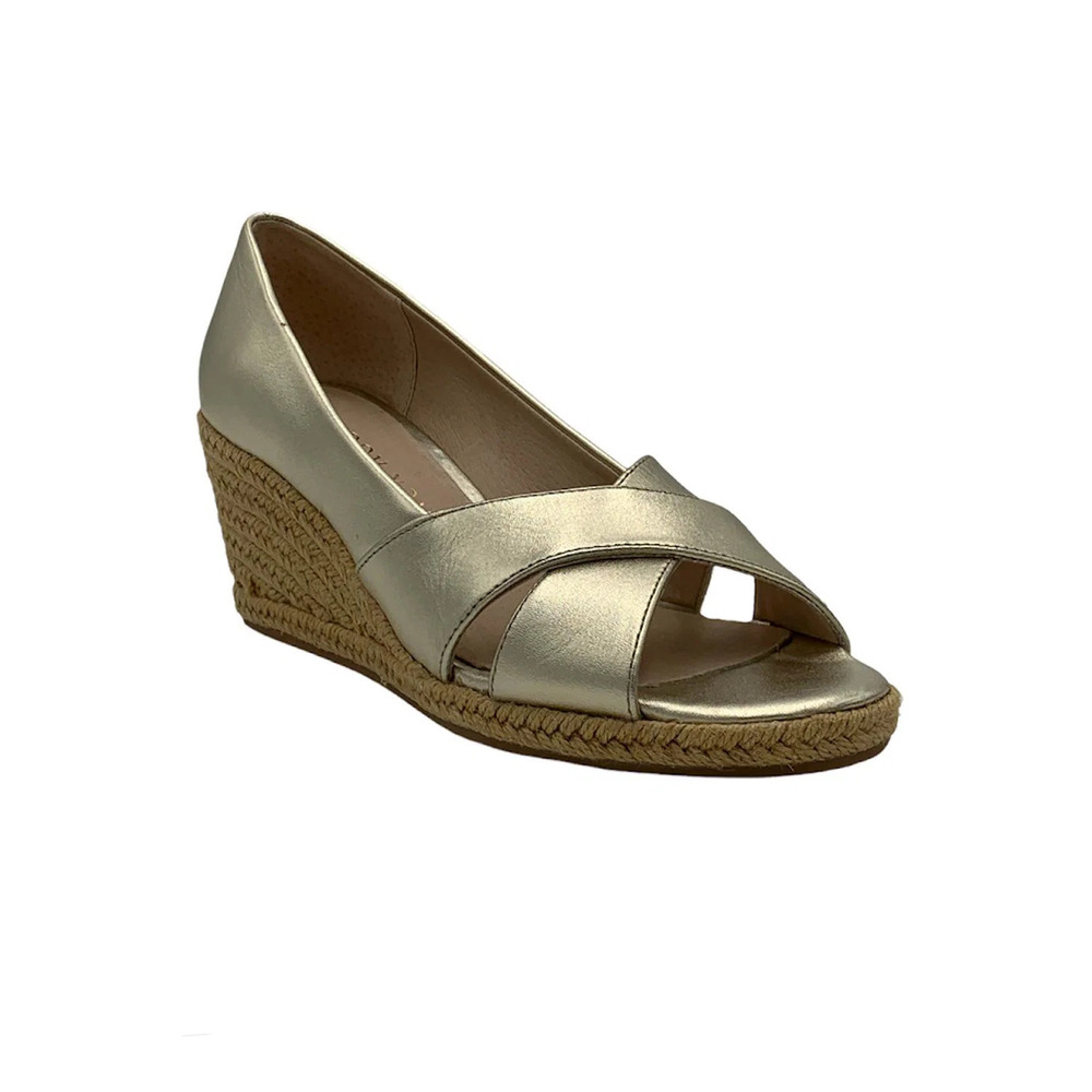 Jack Rogers Criss-Cross Wedge Espadrilles Palmer Platinum - Medium - Picture 2 of 5